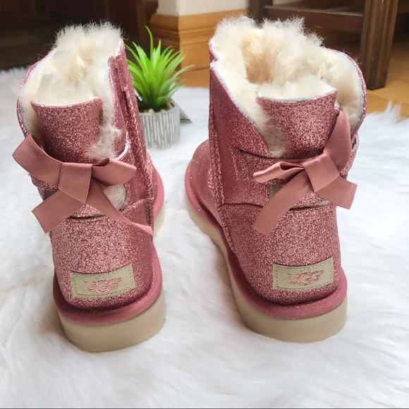 UGG Shoes - UGG LAST ONE Bailey Bow Rose Pink Glitter Boots